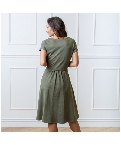 Women's Tie Waist Knit Dress Green $29.97 Dresses