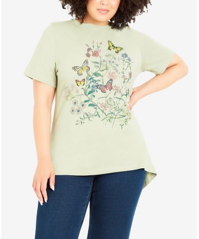 Plus Size Print Top Gray Marle Daisy $30.68 Tops