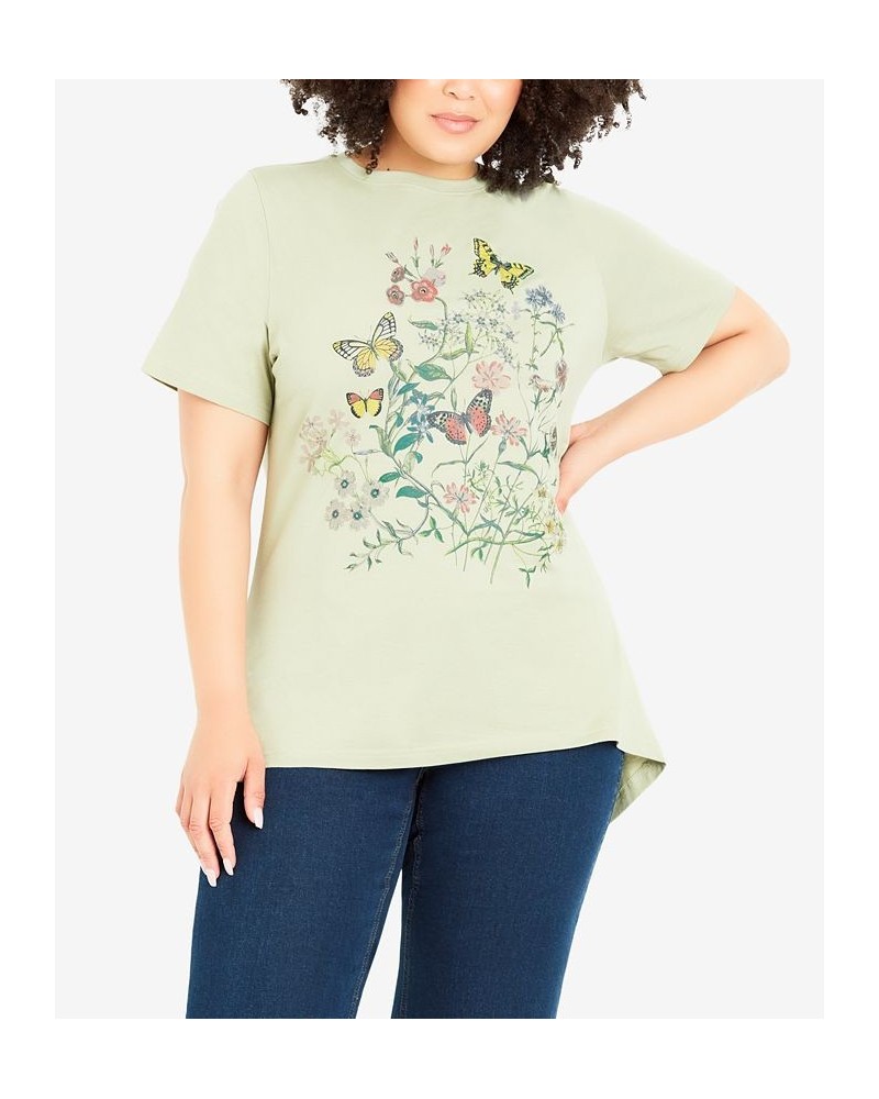 Plus Size Print Top Gray Marle Daisy $30.68 Tops