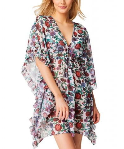 Forget Me Not Frill Side Chiffon Cover Up White Floral $36.08 Swimsuits