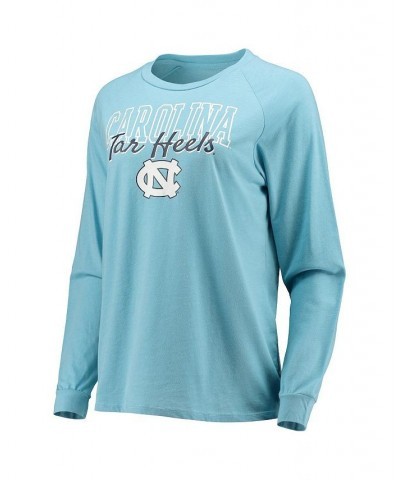 Women's North Carolina Tar Heels Raglan Long Sleeve T-shirt and Shorts Sleep Set Carolina Blue, Gray $33.79 Pajama