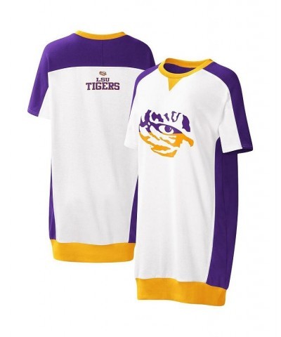 Women's White LSU Tigers Home Run T-shirt Dress White $31.85 Dresses