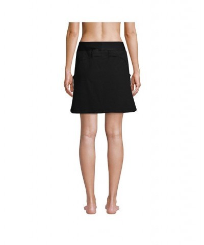 Women's Long Quick Dry Elastic Waist Active Board Skort Swim Skirt Black $39.75 Swimsuits