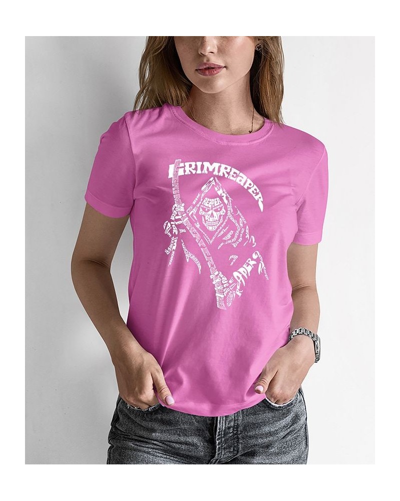 Women's Grim Reaper Word Art T-shirt Pink $17.50 Tops