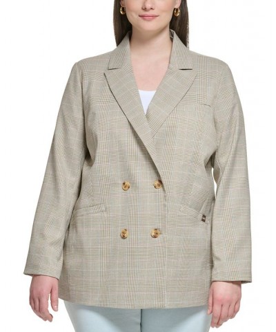 Trendy Plus Size Printed Long-Sleeve Blazer Beige Multi $54.05 Jackets