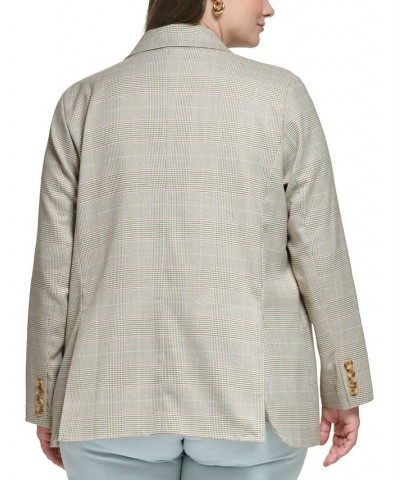 Trendy Plus Size Printed Long-Sleeve Blazer Beige Multi $54.05 Jackets