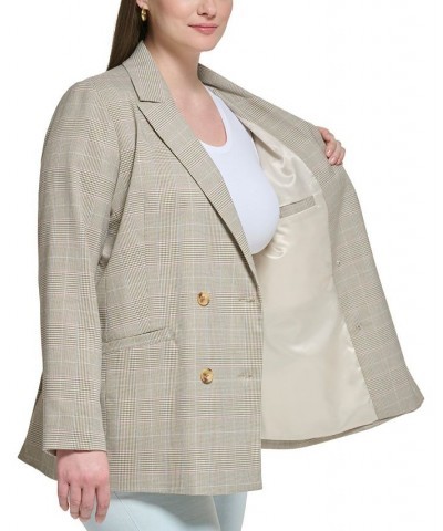 Trendy Plus Size Printed Long-Sleeve Blazer Beige Multi $54.05 Jackets