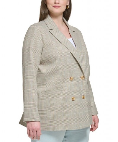 Trendy Plus Size Printed Long-Sleeve Blazer Beige Multi $54.05 Jackets