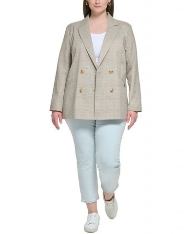 Trendy Plus Size Printed Long-Sleeve Blazer Beige Multi $54.05 Jackets