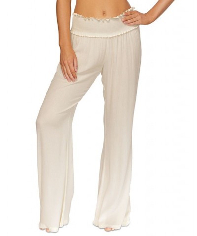 Juniors' Beach Day Flare-Leg Pant Cover-Up Ivory/Cream $27.28 Swimsuits