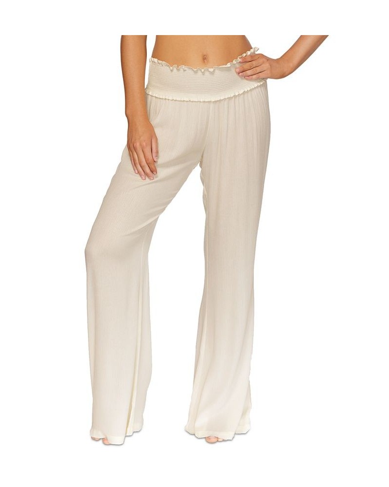 Juniors' Beach Day Flare-Leg Pant Cover-Up Ivory/Cream $27.28 Swimsuits