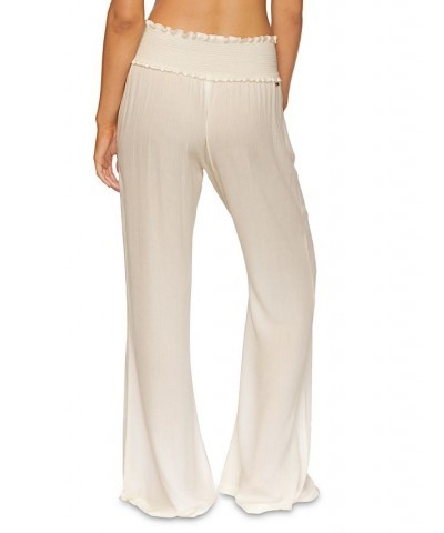 Juniors' Beach Day Flare-Leg Pant Cover-Up Ivory/Cream $27.28 Swimsuits