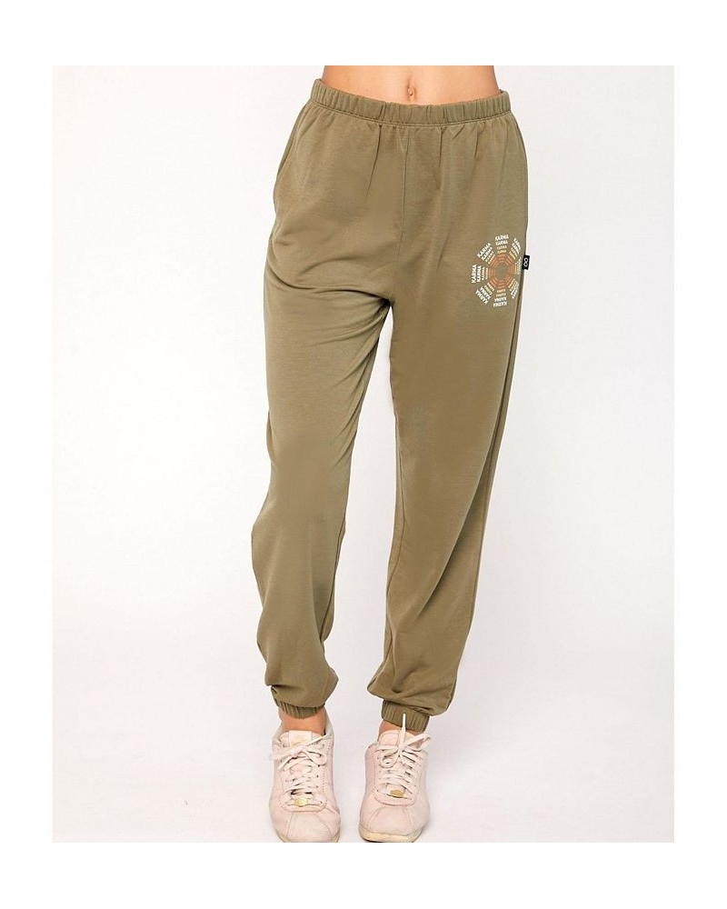 Karma Graphic Viscose Blend Sweatpants for Women Green $40.56 Pants