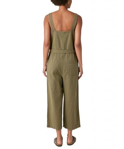 Women's Button-Front Belted Jumpsuit Green $45.87 Pants