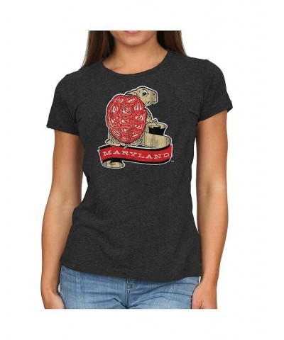 Women's Heathered Black Maryland Terrapins Tri-Blend Crew Neck T-shirt Heathered Black $23.51 Tops