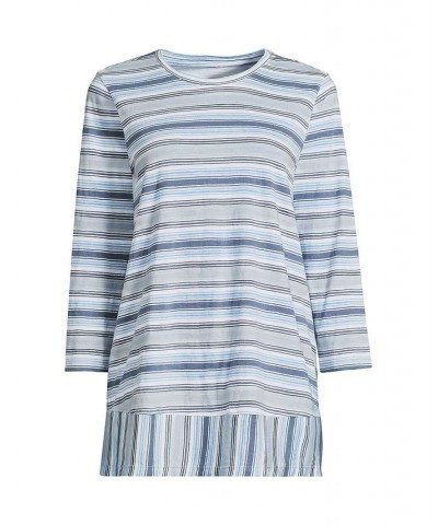 Women's Petite 3/4 Sleeve Slub Jersey Swing Tunic Lavender cloud stripe $28.59 Tops