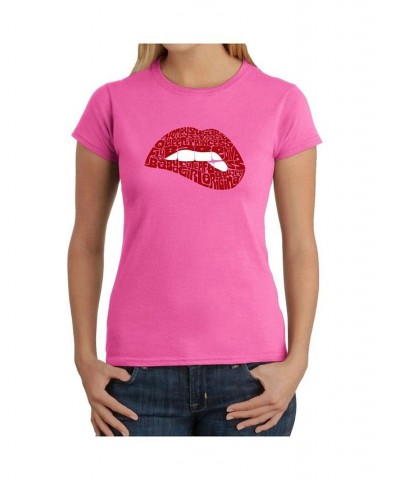Women's Word Art T-Shirt - Savage Lips Pink $18.72 Tops