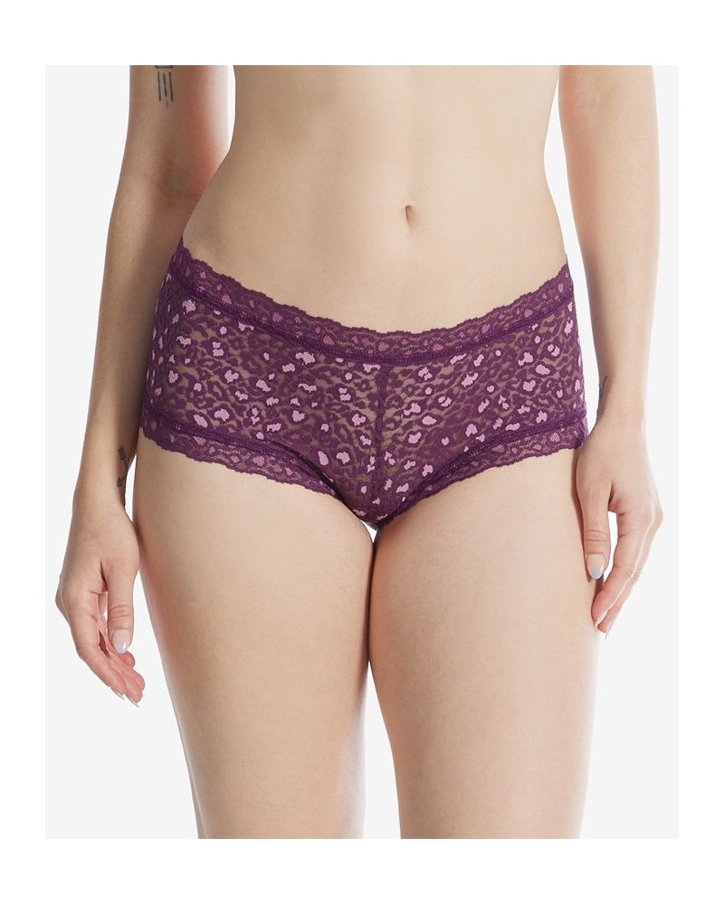 Women's Leopard Boyshort Panty 7J1201 Purple $14.26 Panty