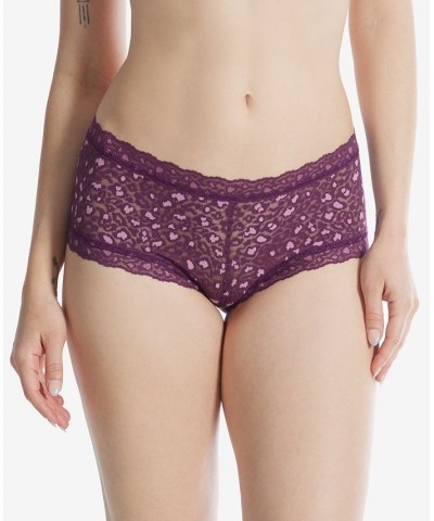 Women's Leopard Boyshort Panty 7J1201 Purple $14.26 Panty