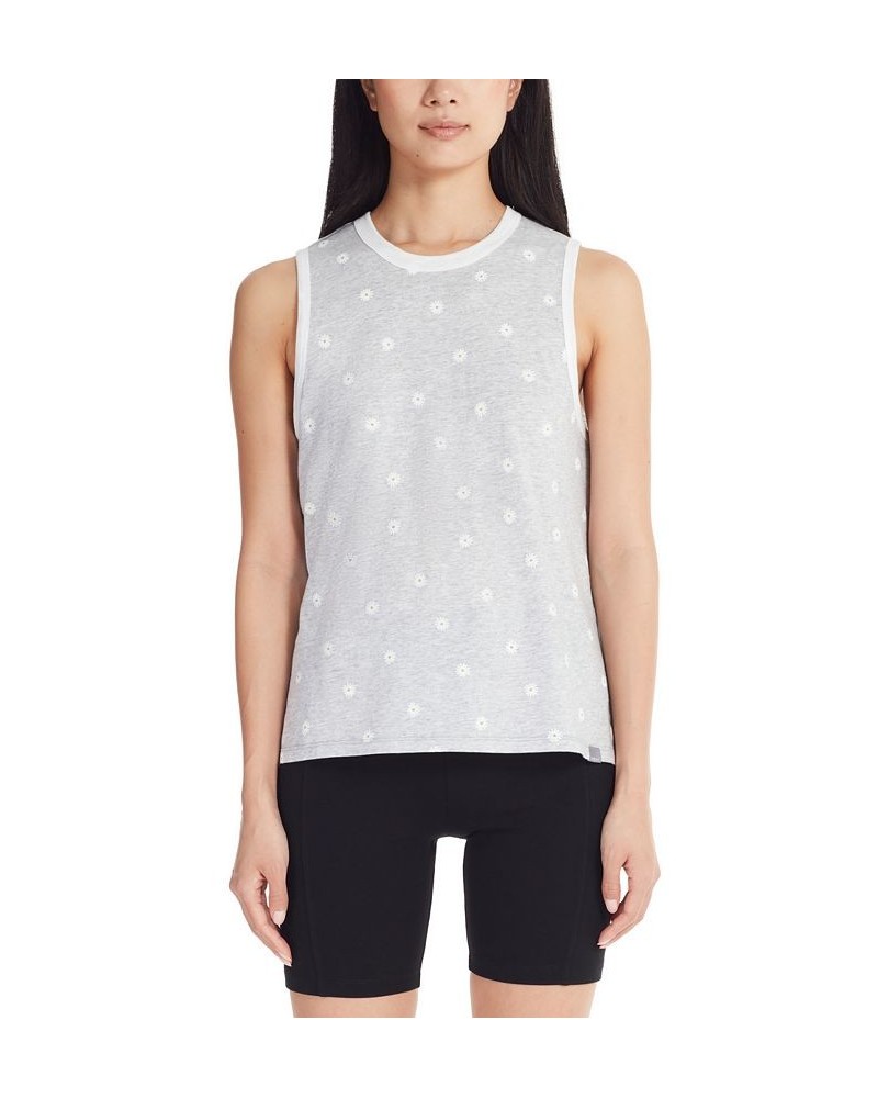 Marc New York Women's Performance Ditsy Daisy Printed Ringer Tank Top Blue $19.70 Tops