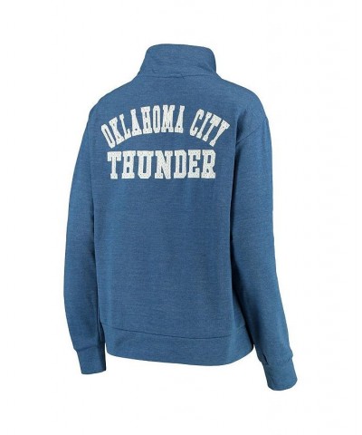 Women's Blue Oklahoma City Thunder Striped Trim Tri-Blend Half-Zip Pullover Jacket Blue $32.44 Jackets