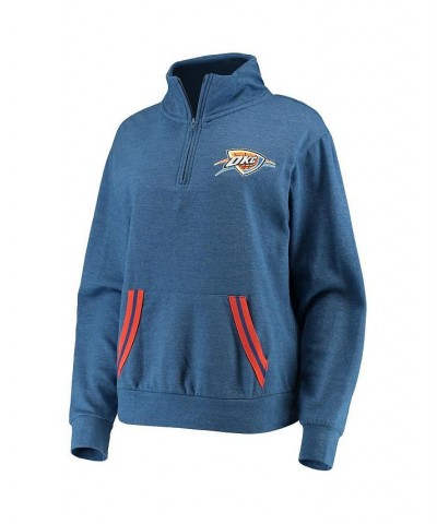 Women's Blue Oklahoma City Thunder Striped Trim Tri-Blend Half-Zip Pullover Jacket Blue $32.44 Jackets