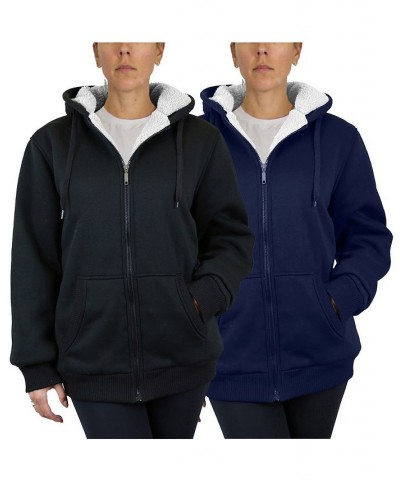 Women's Loose Fit Sherpa Lined Fleece Zip-Up Hoodie Sweatshirt Pack of 2 Black, Navy $36.66 Sweatshirts