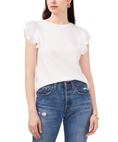 Women's Tiered Ruffled-Sleeve T-Shirt White $32.45 Tops