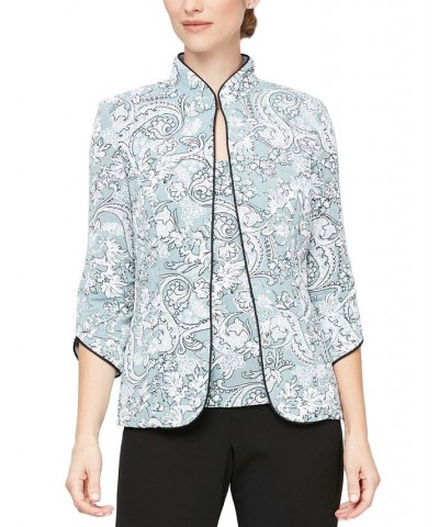 Women's Printed Jacket & Scoop-Neck Top Ice Sage $65.19 Tops