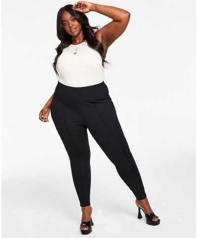 Trendy Plus Size High-Waist Ponte Pants Deep Black $15.77 Pants