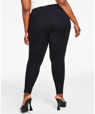 Trendy Plus Size High-Waist Ponte Pants Deep Black $15.77 Pants