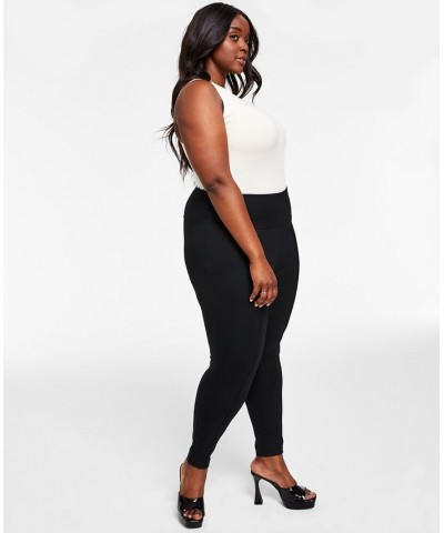 Trendy Plus Size High-Waist Ponte Pants Deep Black $15.77 Pants