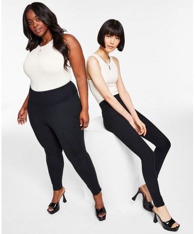 Trendy Plus Size High-Waist Ponte Pants Deep Black $15.77 Pants