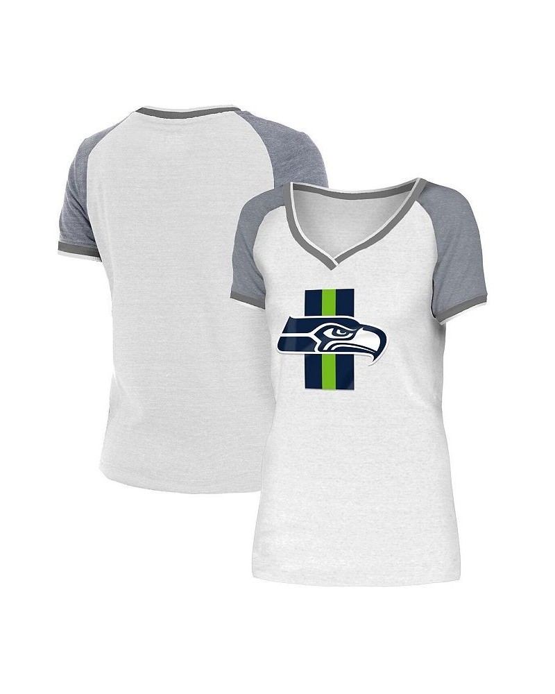 Women's White Gray Seattle Seahawks Training Camp Raglan V-Neck T-shirt White, Gray $25.79 Tops