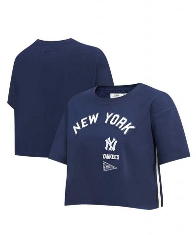 Women's Navy New York Yankees Retro Classic Cropped Boxy T-shirt Navy $27.49 Tops