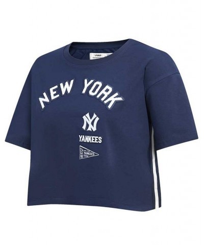 Women's Navy New York Yankees Retro Classic Cropped Boxy T-shirt Navy $27.49 Tops