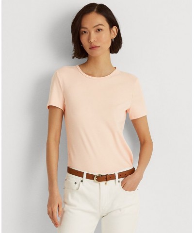 Stretch Knit T-Shirt Pink $25.59 Tops