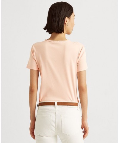 Stretch Knit T-Shirt Pink $25.59 Tops