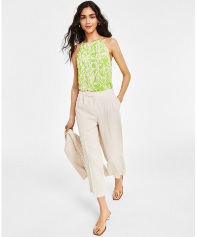 Women's Mid Rise Cropped Wide-Leg Pants Flax $38.27 Pants