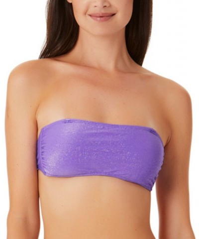 Salt + Cove Juniors' Metallic Shine Bandeau Bikini Top Purple $11.19 Swimsuits