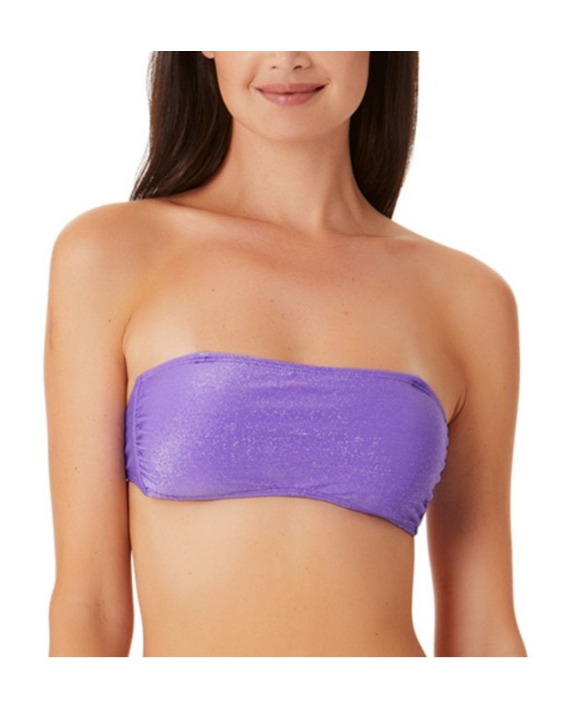 Salt + Cove Juniors' Metallic Shine Bandeau Bikini Top Purple $11.19 Swimsuits