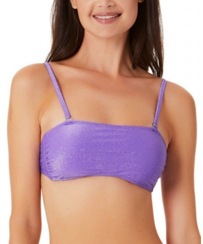 Salt + Cove Juniors' Metallic Shine Bandeau Bikini Top Purple $11.19 Swimsuits