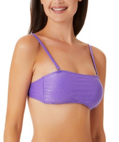 Salt + Cove Juniors' Metallic Shine Bandeau Bikini Top Purple $11.19 Swimsuits