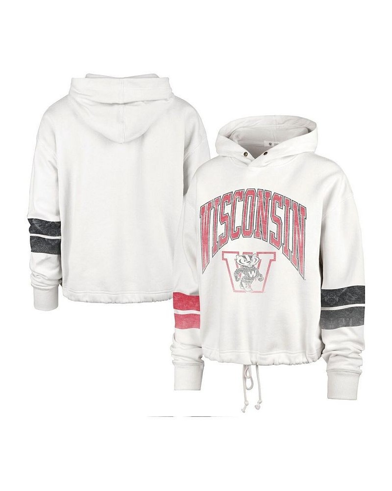 Women's Cream Wisconsin Badgers Harper Adjustable Cropped Pullover Hoodie Cream $48.59 Sweatshirts