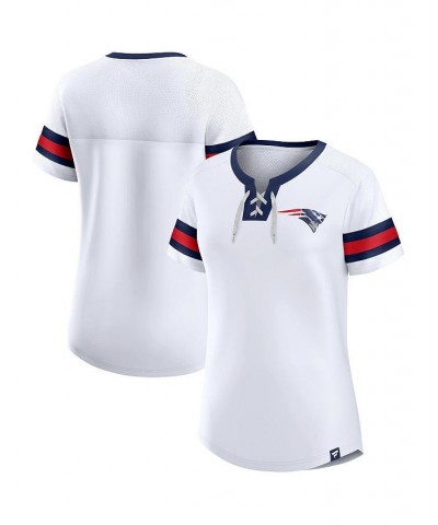 Women's Branded White New England Patriots Sunday Best Lace-Up T-shirt White $31.71 Tops
