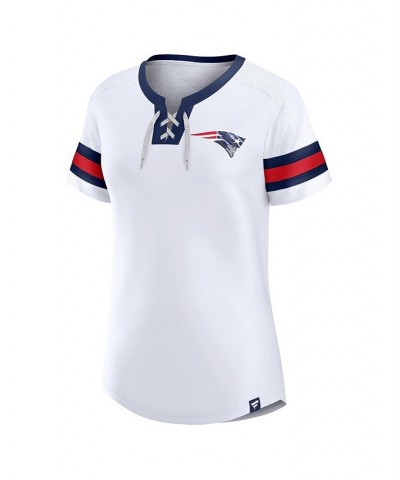 Women's Branded White New England Patriots Sunday Best Lace-Up T-shirt White $31.71 Tops