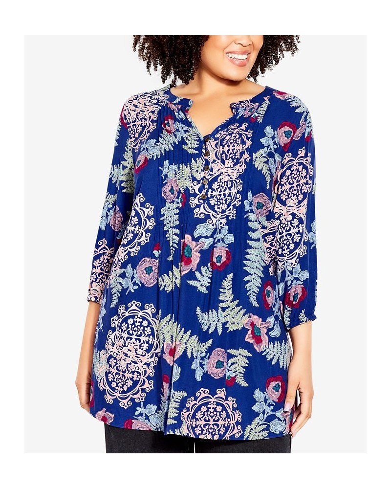 Plus Size Kera Pintuck Tunic Blue Ease $27.60 Tops