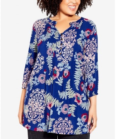 Plus Size Kera Pintuck Tunic Blue Ease $27.60 Tops