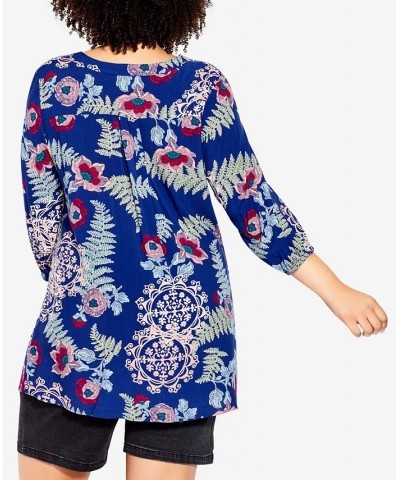 Plus Size Kera Pintuck Tunic Blue Ease $27.60 Tops