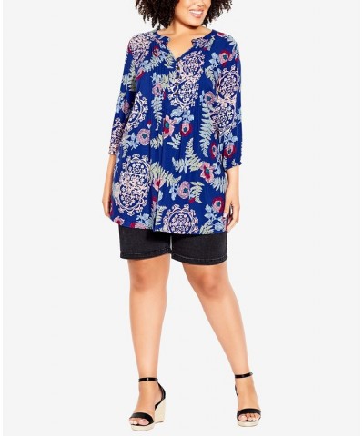 Plus Size Kera Pintuck Tunic Blue Ease $27.60 Tops